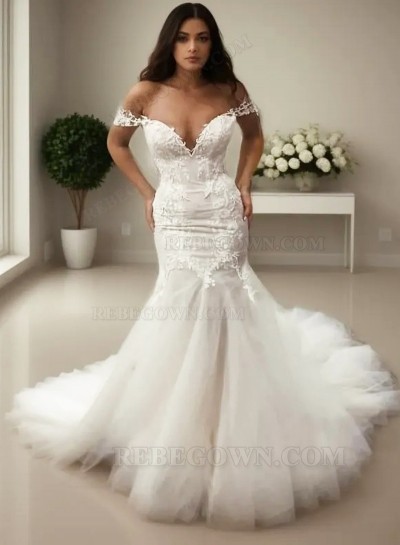 2025 Mermaid Wedding Dresses Sweetheart Lace Tulle Off Shoulder Lace Hot Sale