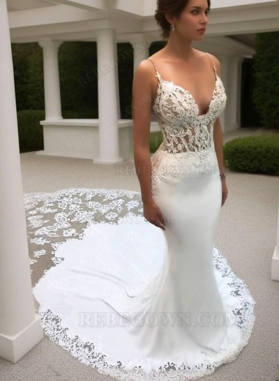 2025 Wedding Dresses Mermaid Sweetheart Spaghetti Straps Lace