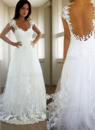2025 Backless A-line Lace Wedding Dresses / Gowns