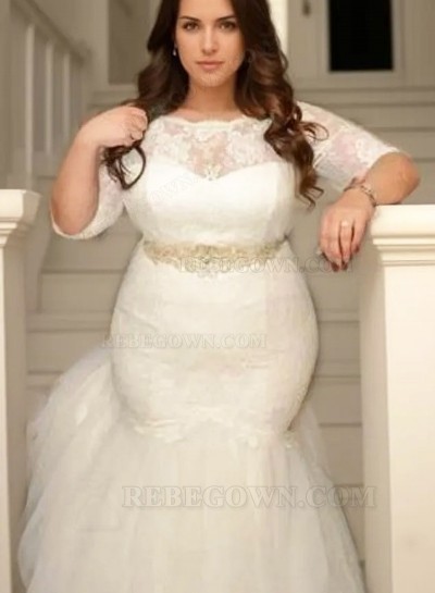 2025 Mermaid Long Sleeves Lace Plus Size Wedding Dresses