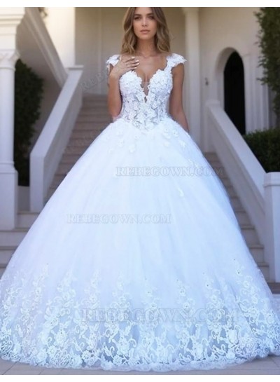 2025 White Sweetheart Ball Gown Wedding Dresses With Appliques