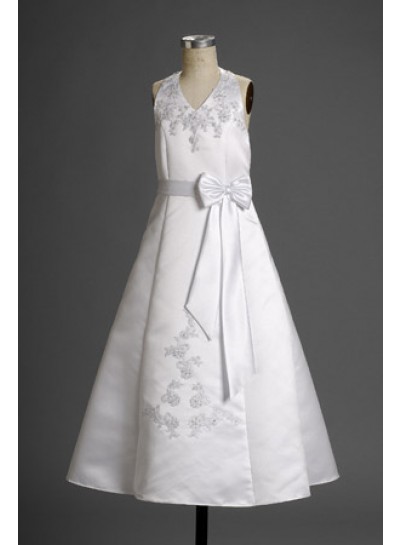 2023 Appealing Satin Halter Applique Long Actual First Holy Communion Dresses / Flower Girl Gowns