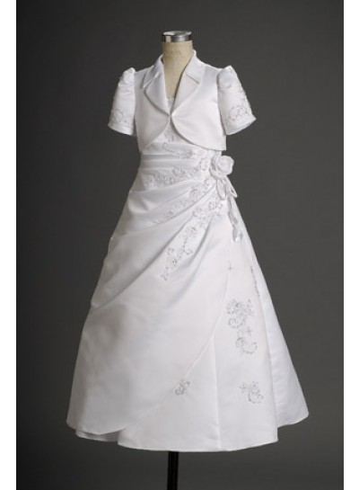 Refined White Princess Applique Floor Length Actual First Holy Communion Dresses 