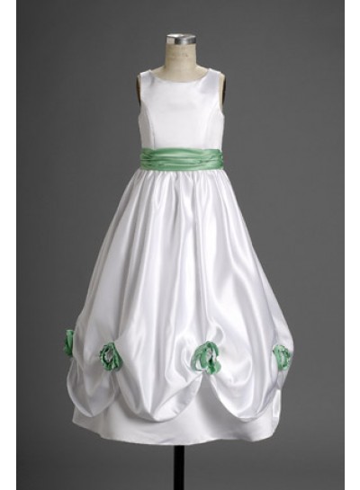 2024 Cute White Taffeta Flower Floor Length Actual First Holy Communion Dresses 