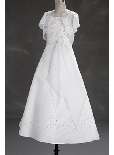 2024 Cute A-line White Long Actual First Holy Communion Dresses 
