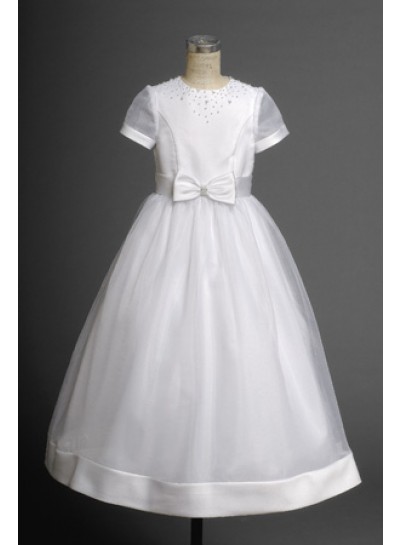 Cost-efficient Cute Short Sleeves A-line Organza Hottest Flower Girl Gowns 2023