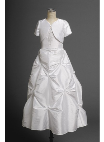 2024 Gentle Fashion Taffeta White Best Selling Actual First Holy Communion Dresses 