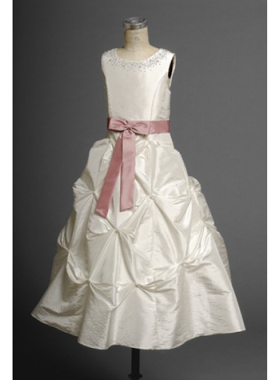 2024 Cute Hot Sale A-line Taffeta White Sash Actual First Holy Communion Dresses