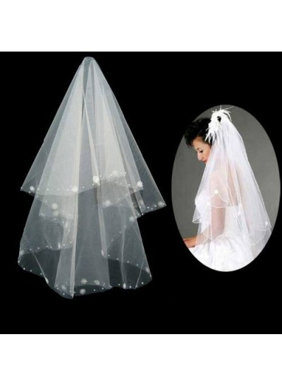 2024 Wedding Veil Elegant Elbow With Embroidery Beading