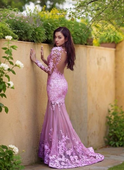 Charming Appliques Mermaid Tulle 2024 Glamorous Pink Prom Dresses
