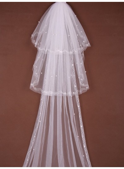 2024 Wedding Veil Great 3 Layer Cathedral With Beading