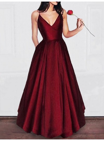 2024 Siren Princess/A-Line Burgundy Satin Prom Dresses