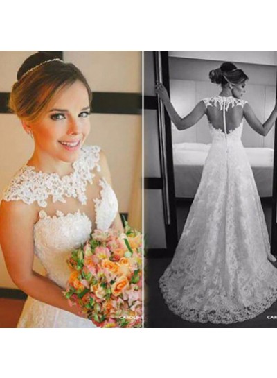 Elegant A Line Sweetheart Sweep Train 2022 Lace Wedding Dresses