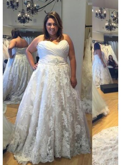 A Line Lace Sweetheart 2024 Plus Size Wedding Gown