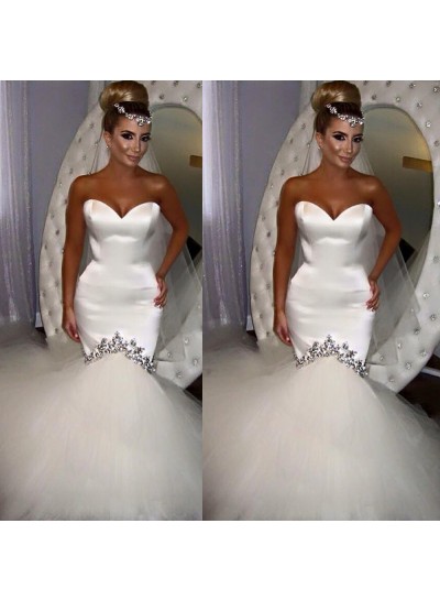 Charming Mermaid  Sweetheart Satin With Tulle Wedding Dresses 2024