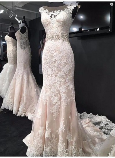 Attractive Sheath Tulle With Appliques 2022 Wedding Dresses