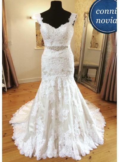2022 Mermaid  Ivory Lace Sweetheart Wedding Dresses With Straps