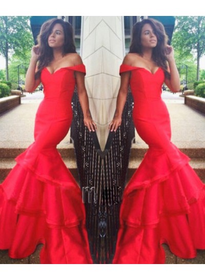 Sexy Trumpet/Mermaid  Sweetheart 2022 Satin Prom Dresses Red