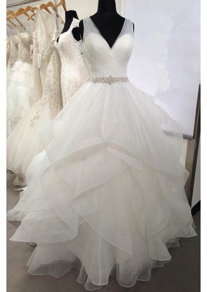 2023 New Arrival Sweetheart Organza Ruffles Backless Pleated Ball Gown ...