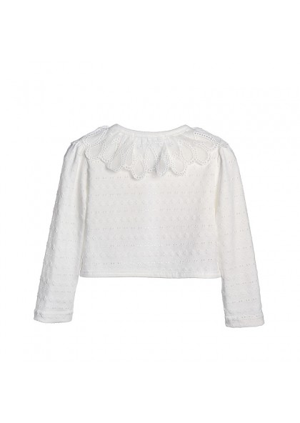 Cute Cotton Pearls Girl's Wrap Outdoor Wrap White Lace Long Sleeves ...
